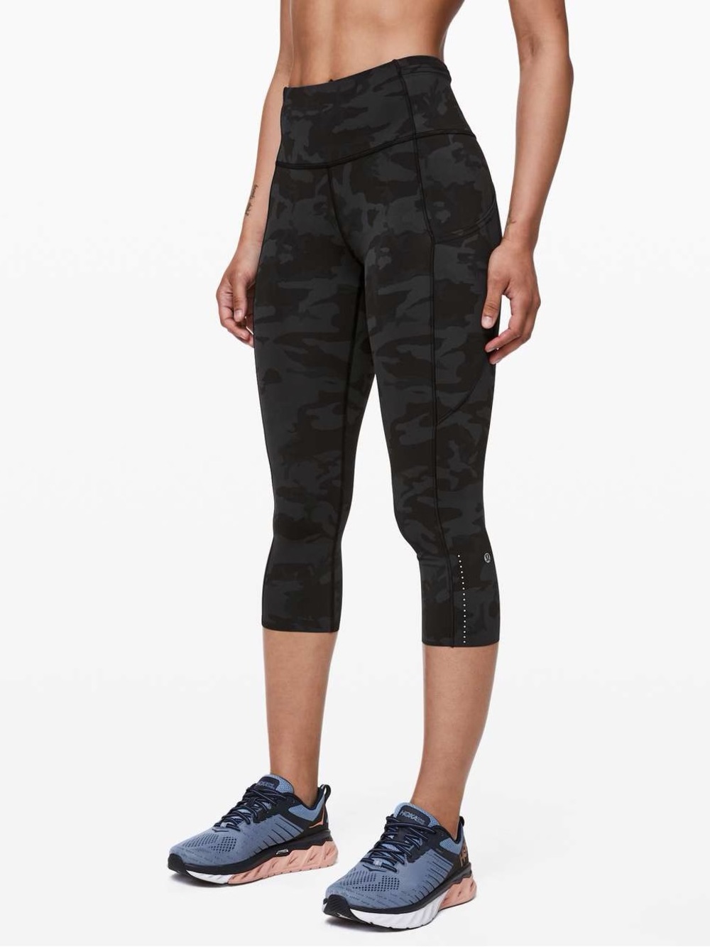 Lululemon Fast and Free Crop II 19 inch Camo Multi Grey Size 10